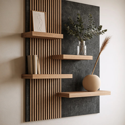 Wandregal, mit klarer Formgebung, Farbe: grau