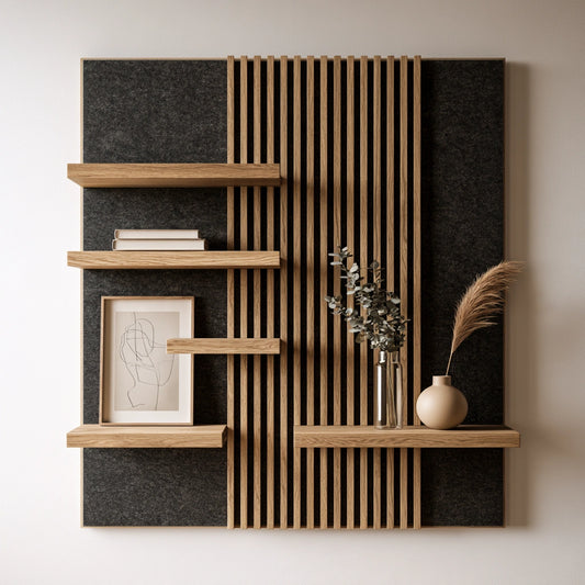 Wandregal, mit klarer Formgebung, Farbe: grau