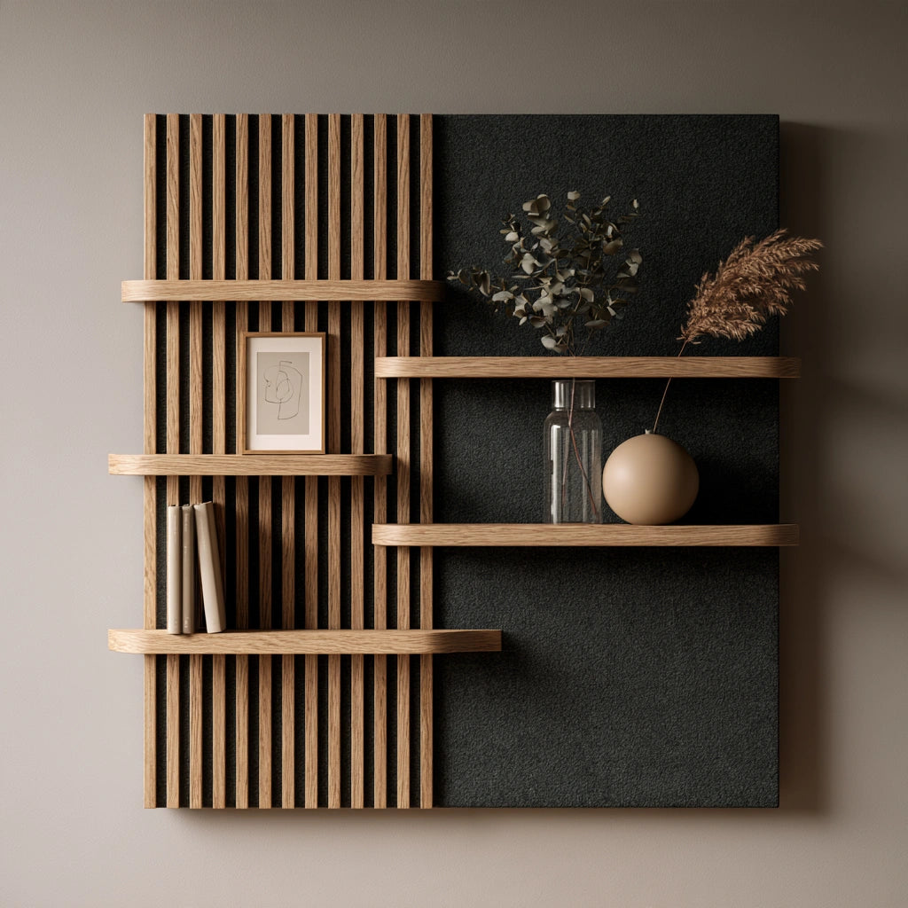 Wandregal, mit klarer Formgebung, Farbe: grau