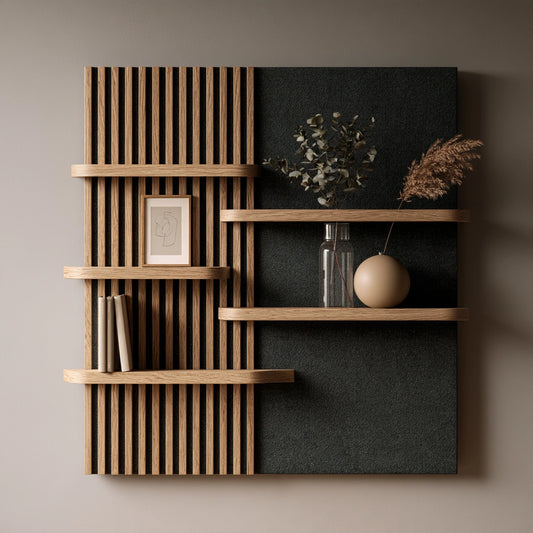 Wandregal, mit klarer Formgebung, Farbe: grau